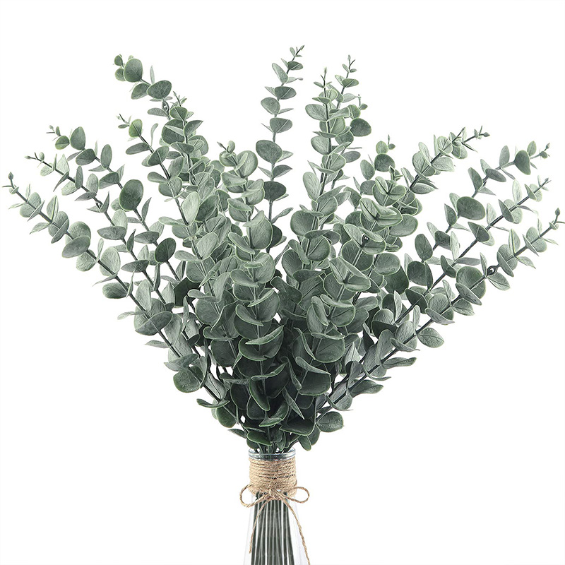 Eucalyptus Preserved - 20pcs ประดิษฐ์ Eucalyptus ลําต้นใบสีเขียว Eucalyptus สาขาพืชปลอมสําหรับงานแต่งงาน