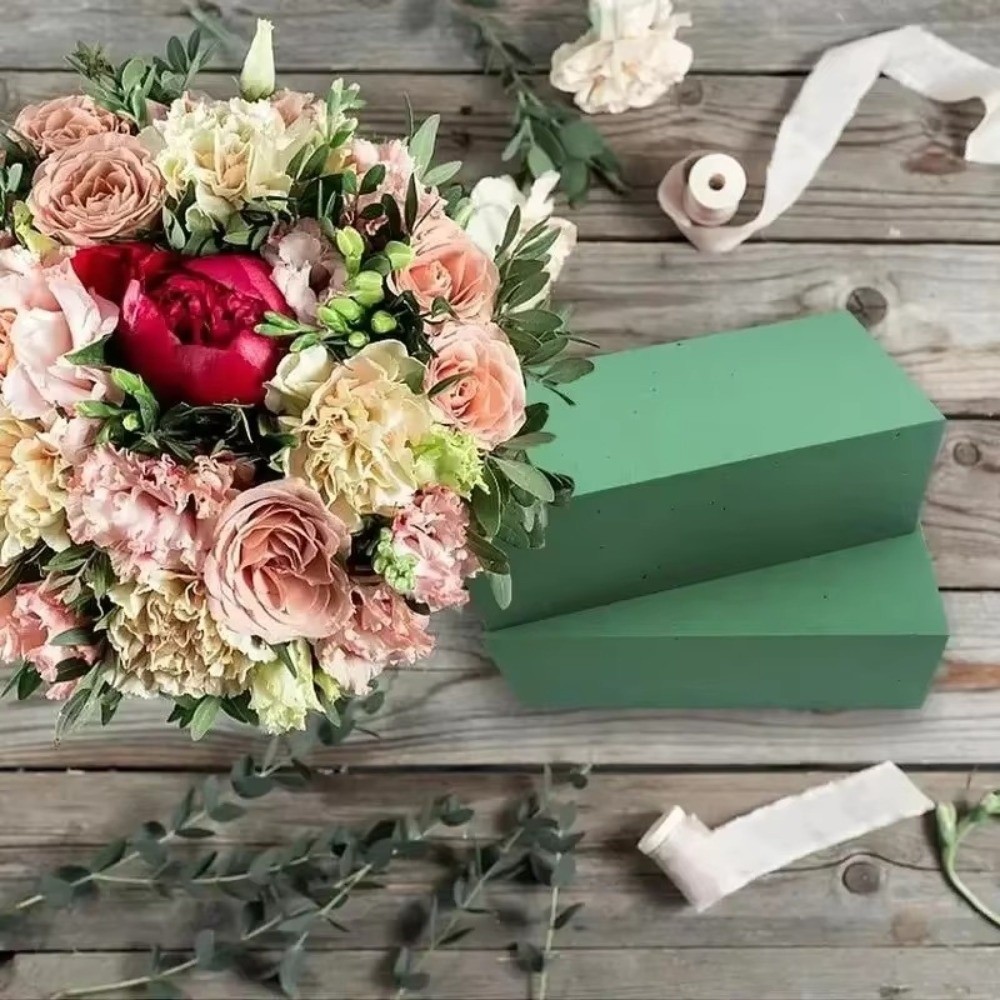 Bouquet Holder Foam - โฟมจัดดอกไม้สีเขียว รูปทรงสี่เหลี่ยมผืนผ้า สำหรับจัดดอกไม้แบบแห้งและแบบเปียก อุปกรณ์ DIY สำหรับใส่ดอกไม้