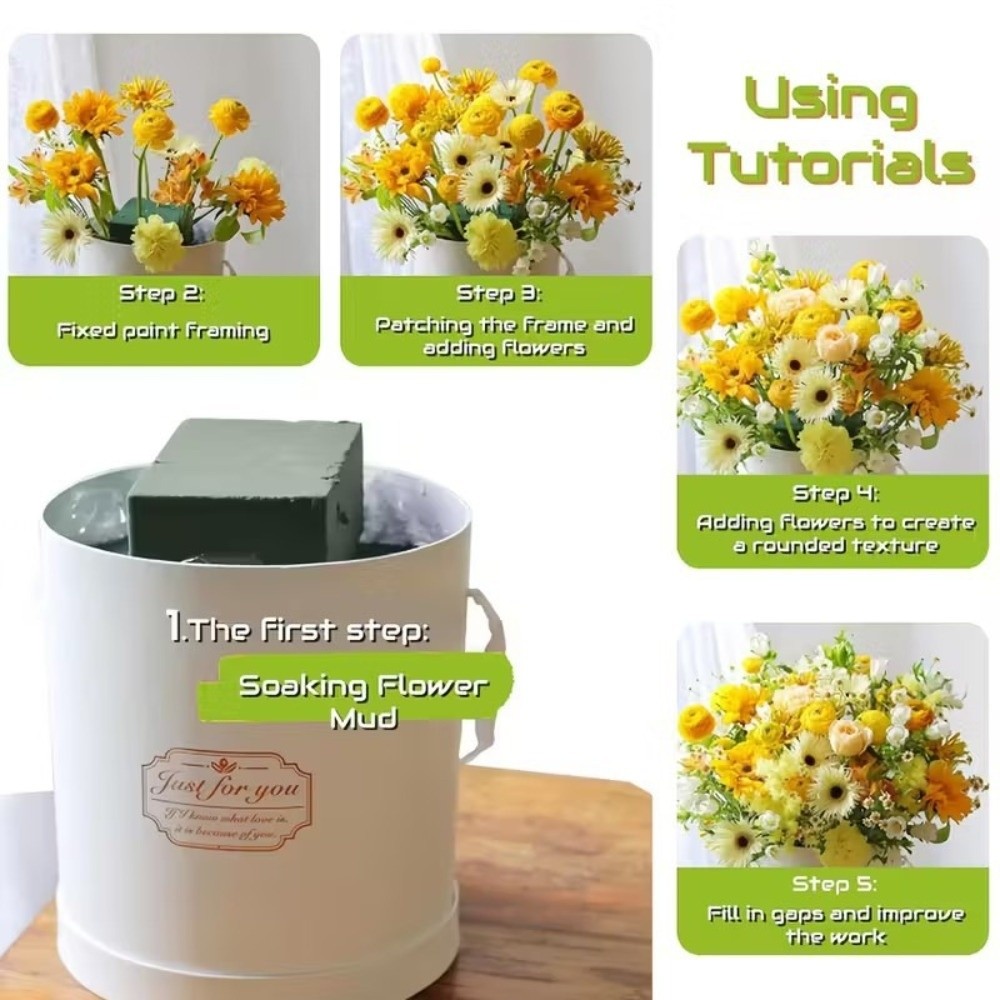 Bouquet Holder Foam - โฟมจัดดอกไม้สีเขียว รูปทรงสี่เหลี่ยมผืนผ้า ดูดซับน้ำได้ ใช้สำหรับจัดดอกไม้ DIY สำหรับดอกไม้เปียกและแห้ง