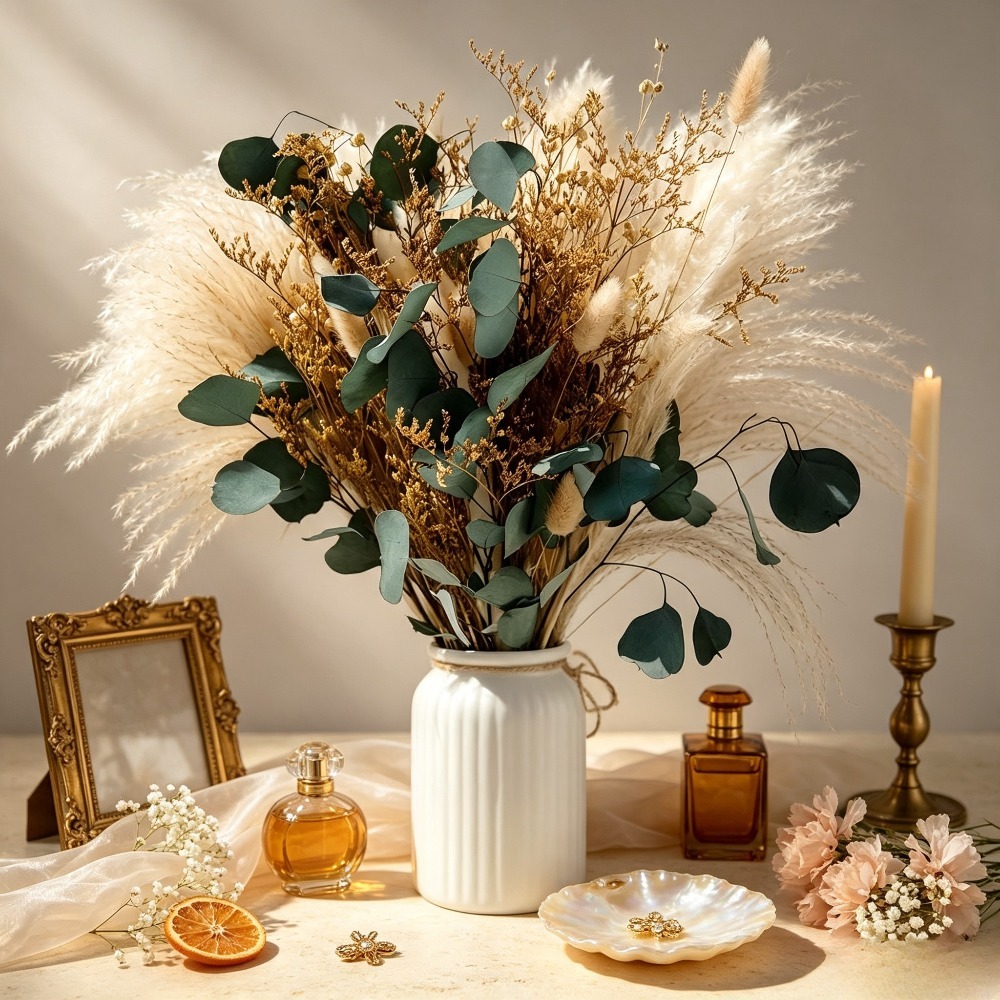 ช่อดอกไม้แห้งธรรมชาติจากหญ้าแพ - Eucalyptus Preserved บทวิจารณ์และราคา