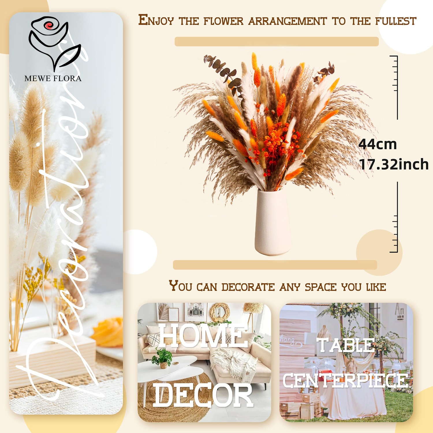 ดอกไม้ธรรมชาติแห้ง Pampas Bouq - Eucalyptus Preserved บทวิจารณ์และราคา